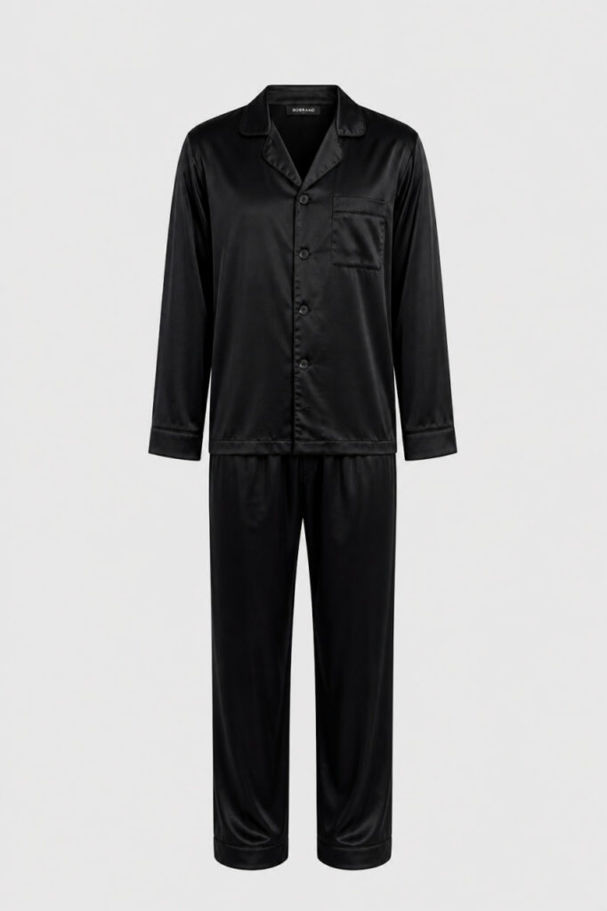 Piżama męska jedwabna BOBRAND "Total Black"