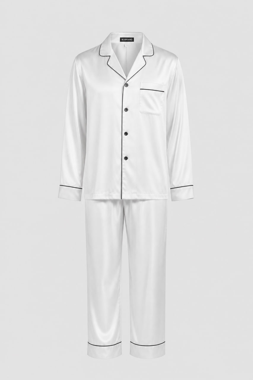 Piżama męska jedwabna BOBRAND “Classic White” Piżama męska jedwabna BOBRAND “Classic White”